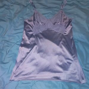 Med to large satin sky blue bedtime shirt flash lingerie